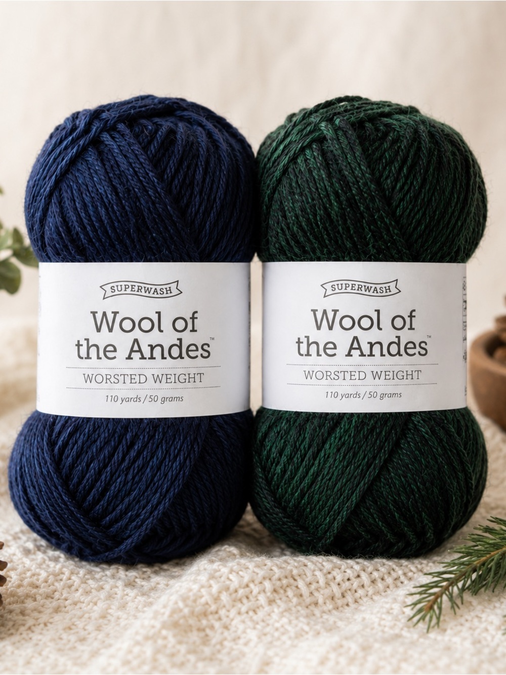 Wool of the Andes Worsted Weight Yarn - Navy & Forest Green